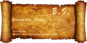 Berente Irma névjegykártya
